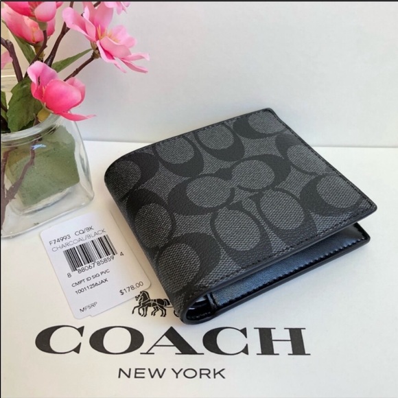 πΉ Coach Menβs Compact ID Signature Wallet F74993 - Picture 2 of 8